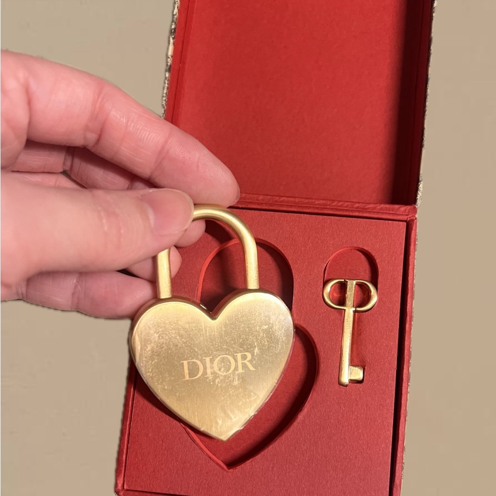 Dior Gold Heart Lock and Key Set - Picture 3 of 4